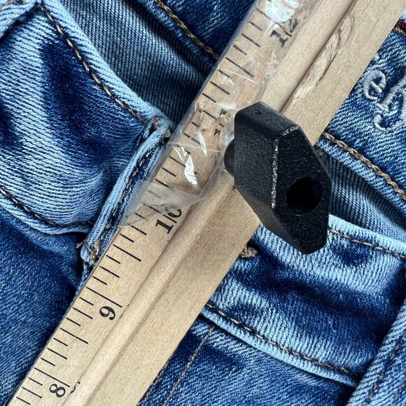 Edgely Jeans Women's 33x26* High Rise Straight Crop Blue Distressed Denim Tag 14 - Picture 15 of 16